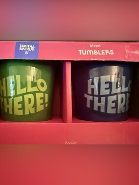 Tabitha Brown Green & Blue Metal Tumblers - 'HELLO THERE!' 2-Pack